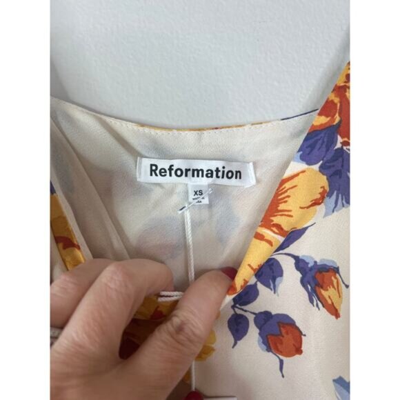 NWT Reformation Sleeveless Slim Fit Parma Lined Maxi Floral Dress Orange Sz: XS - Picture 5 of 8